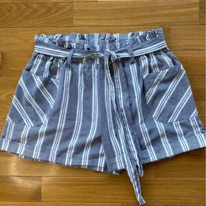Jolie & Joy by FCT with Love Striped Gray & White Cotton Shorts 1X Plus